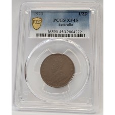 AUSTRALIA 1923 . HALF 1/2  PENNY . PCGS XF45